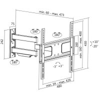 LogiLink Support mural pour TV Full Motion, 81,28 - 139,7 cm