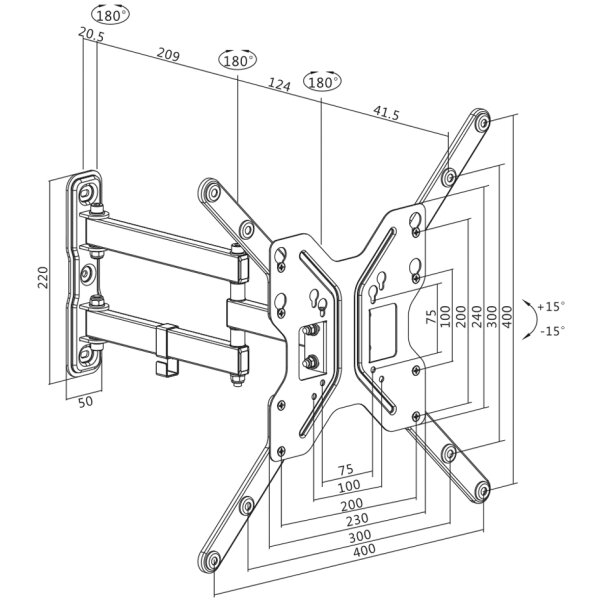 LogiLink TV-Wandhalterung Full Motion, für 58,42 - 139,7 cm