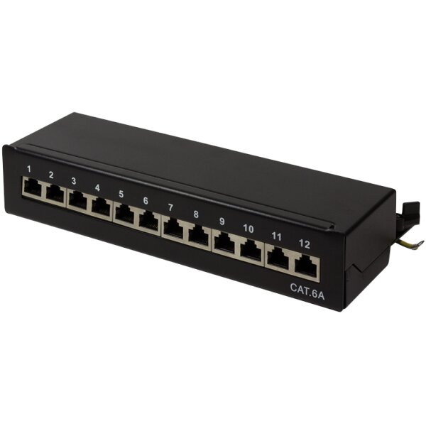 LogiLink Desktop Patch Panel Kat. 6A, 12-Ports, schwarz