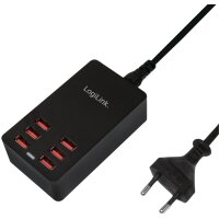 LogiLink USB-Tisch-Ladegerät, 8-Port, 44 Watt, schwarz