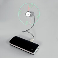 LogiLink USB-Ventilator mit Uhrzeitanzeige, silber