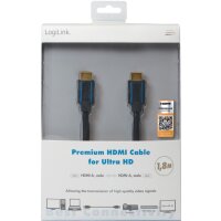 LogiLink Câble HDMI Premium pour Ultra HD, 3,0 m, noir