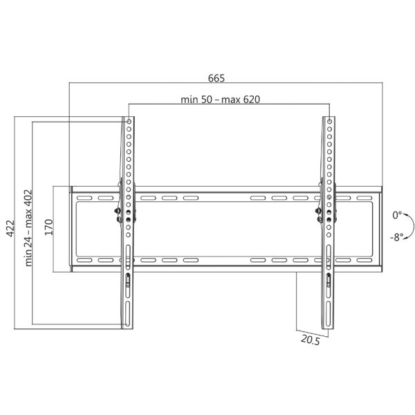 LogiLink Support mural pour TV, inclinable, pour 96,98 -