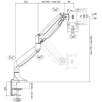 LogiLink Monitorarm, Armlänge: 525 mm, silber