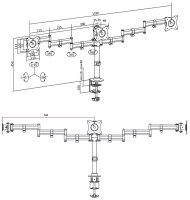 LogiLink Dreifach-Monitorarm, Armlänge: 746 mm, schwarz