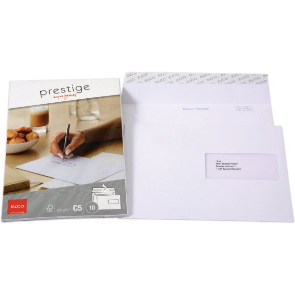 ELCO Envelope Prestige C5 73115.12 120g,blanc,fen&ecirc;t. dr. 10 pcs.