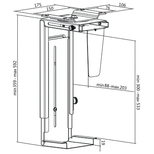 LogiLink PC-Halter, aus Metall, dreh- &amp; ausziehbar, schwarz