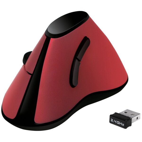 LogiLink Souris optique Ergonomic, sans fil, rouge / noir