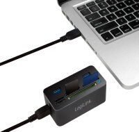 LogiLink Hub USB 3.0 avec lecteur de carte All-in-One, noir