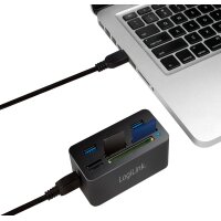 LogiLink USB 3.0 Hub mit All-in-One Card Reader, schwarz