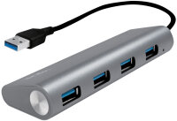 LogiLink USB 3.0 Hub, 4-Port, Aluminiumgehäuse, grau