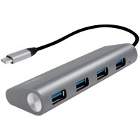 LogiLink Hub USB 3.0 avec fiche USB-C Gen1, 4 ports, gris
