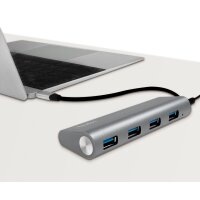 LogiLink Hub USB 3.0 avec fiche USB-C Gen1, 4 ports, gris