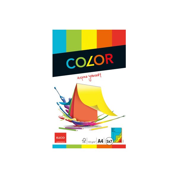 ELCO Zeichenpapier A4 74640.00 120g, farbig 35 Blatt