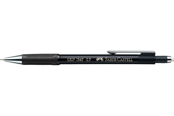 FABER-CASTELL Druckbleistift GRIP 1347 134799 schwarz, mit Radierer 0.7mm