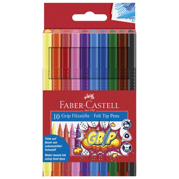 FABER-CASTELL Stylo feutre GRIP COLOUR MARKER, &eacute;tui de 10