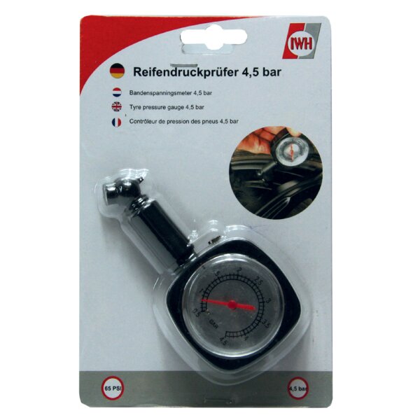 IWH Manomètre pour pneu, analogue, 4,5 bars