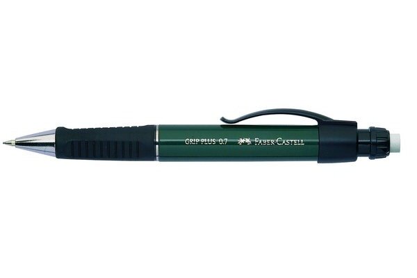 FABER-CASTELL Druckbleistift GRIP PLUS 0.7mm 130700 metallic-grün, Radierer