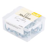 suki. Schraubhaken, gebogen, 30 x 2,6 mm, verzinkt, 30 Stück