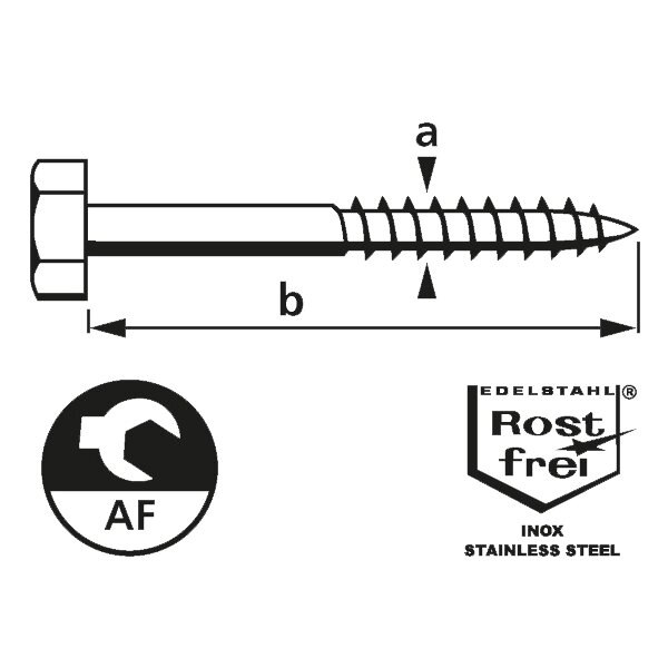 suki. Schlüsselschraube, Edelstahl, 8x80 mm, 10 Stück