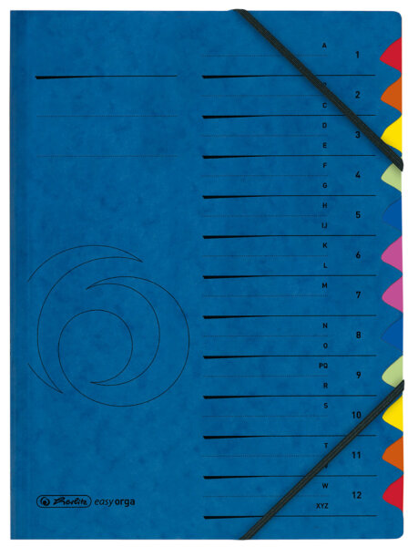 herlitz Trieur, A4, carton, 12 compartiments, bleu