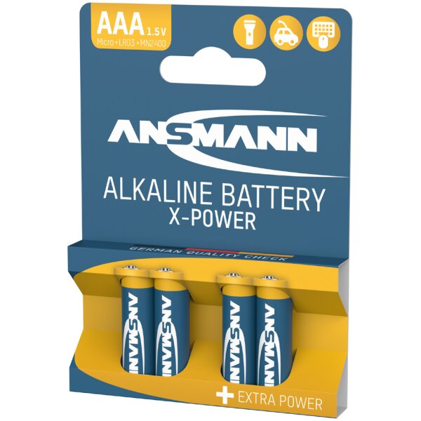 ANSMANN Pile alcaline X-Power, Micro AAA, blister de 4