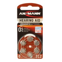 ANSMANN Pile bouton zinc-air 312 (PR-41), blister de 6