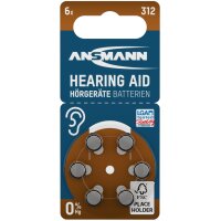 ANSMANN Pile bouton zinc-air 312 (PR-41), blister de 6