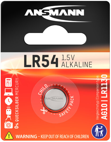ANSMANN Pile bouton alcaline LR54, 1,5 Volt (V10GA)