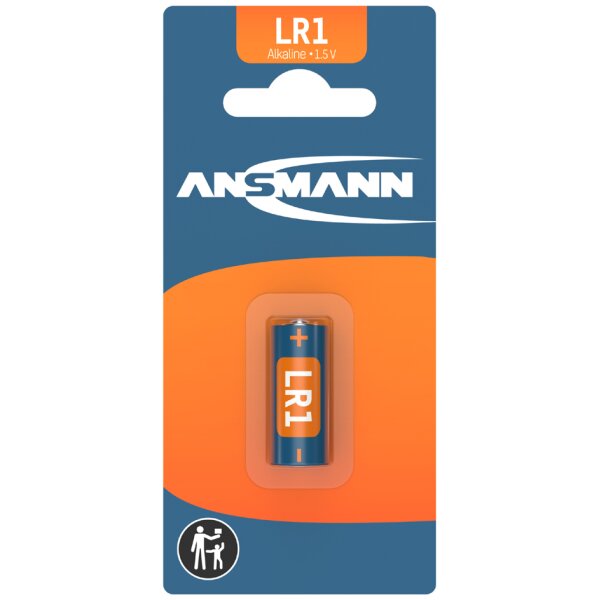 ANSMANN Alkaline Rundzelle "LR1", 1,5 Volt, 1er-Blister
