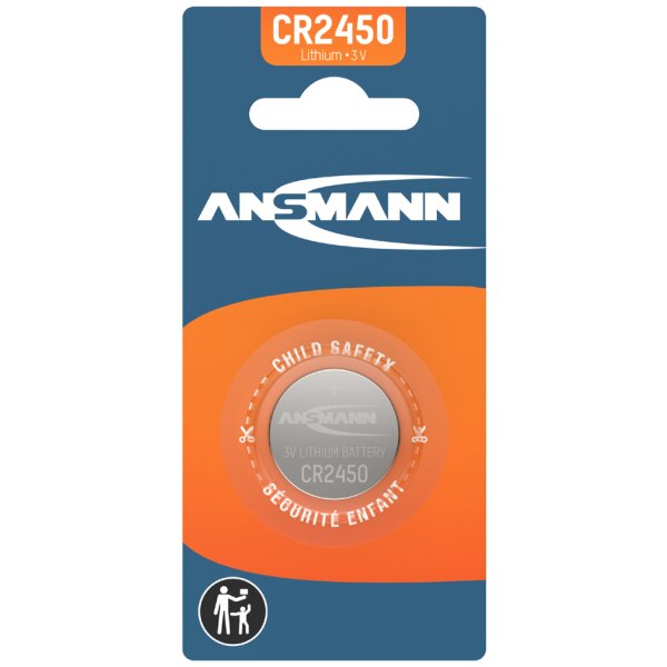 ANSMANN Lithium Knopfzelle "CR2450", 3,0 Volt, 1er-Blister