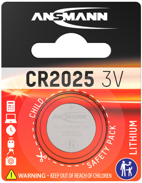 ANSMANN Pile bouton au lithium CR2025, 3,0 Volt, blister