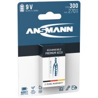 ANSMANN NiMH Akku maxE, 9V E-Block, 300 mAh, 1er Blister