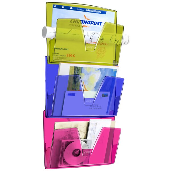 CEP Wandprospekthalter ICE 3er Set, DIN A4, 1 Fach, eisblau
