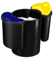 CEP Corbeille avec kit de recyclage CONFORT, noir/bleu/jaune