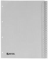 HETZEL Kunststoff-Register, Zahlen, A4, 1-52, PP, grau