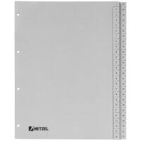 HETZEL Kunststoff-Register, Zahlen, A4, 1-52, PP, grau