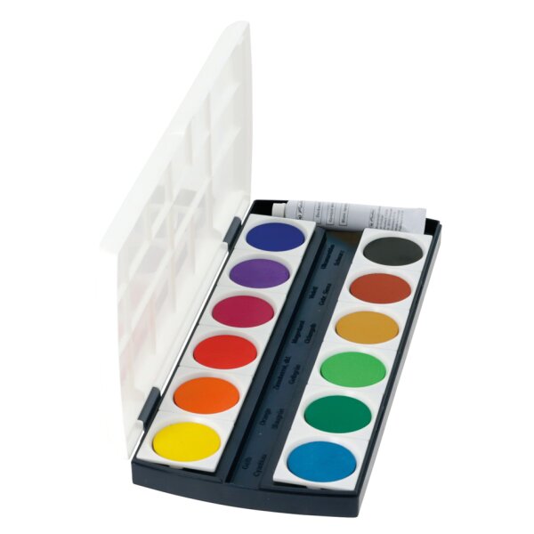 herlitz Pastilles de gouache ST12, 12 couleurs, en plastique