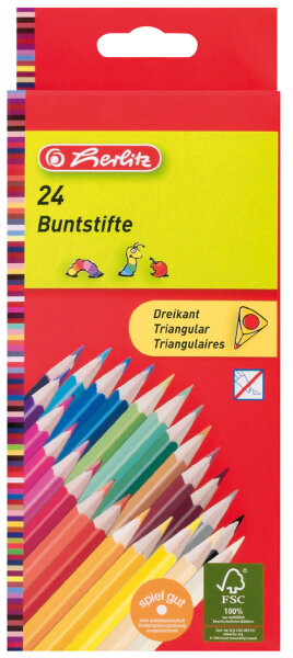 herlitz Dreikant-Buntstifte, 24er Karton-Etui