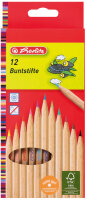 herlitz Crayons de couleur, étui de 12, bois naturel