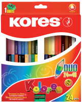 Kores Crayons de couleur DUO, étui carton de 24 +...