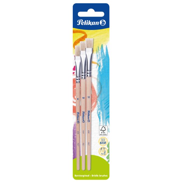 Pelikan Borstenpinsel-Set 613 F, 3-teilig, sortiert