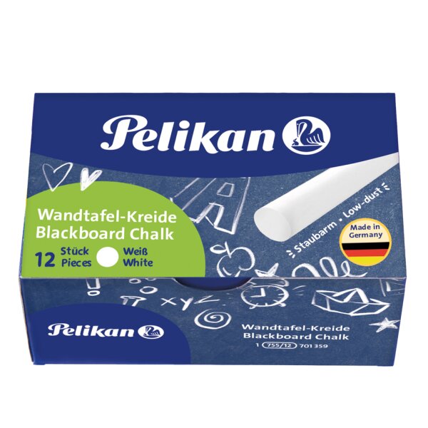 Pelikan Wandtafelkreide 755 12, weiss, Kartonetui
