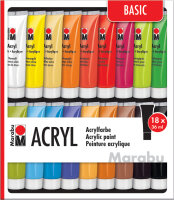 Marabu Acrylfarben-Set, 18 x 36 ml, farbig sortiert