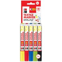 Marabu KIDS Marqueur pour textile, 5 x 3 ml, blister de 5