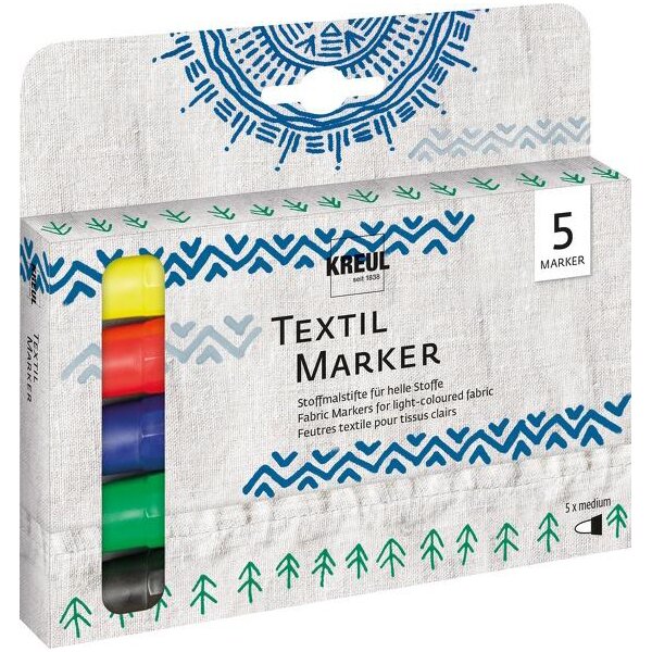 KREUL Marqueurs textiles medium, set de 5