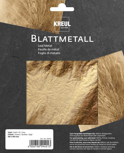 KREUL Blattmetall, 140 x 140 mm, gold