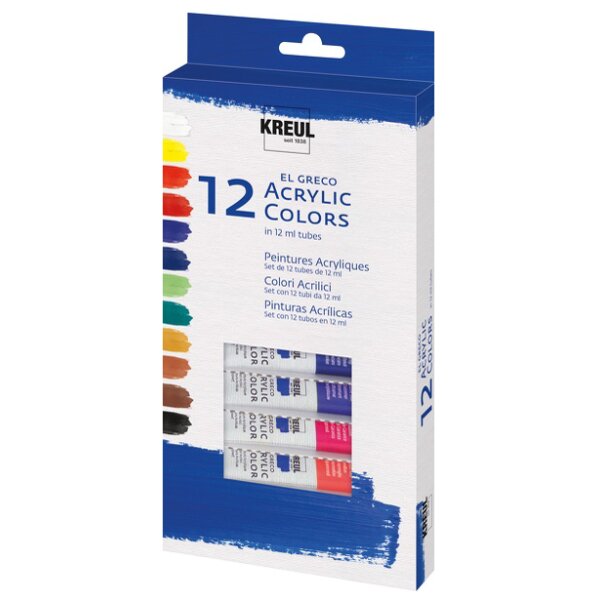 KREUL Peinture acrylique el Greco, 12 ml, set de 12