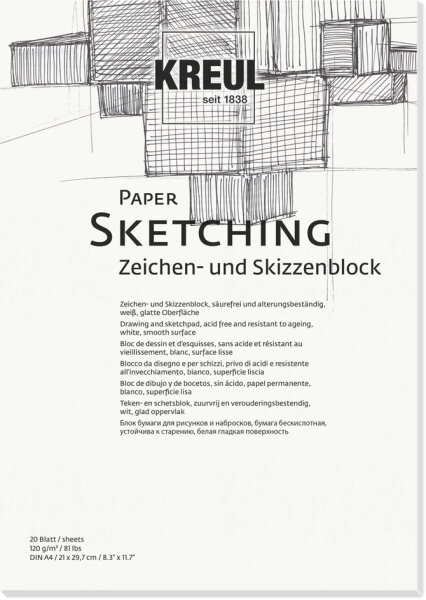 KREUL Bloc pour artistes Paper Sketching, A4, 20 feuilles
