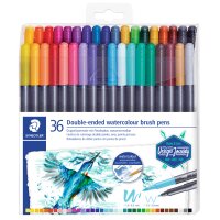 STAEDTLER Doppel-Fasermaler mit Pinselspitze, 18er Etui